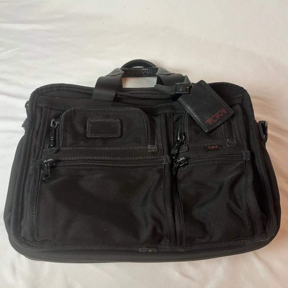 TUMI Alpha Expandable Ballistic Nylon Briefcase Messenger Laptop Bag 26114DH